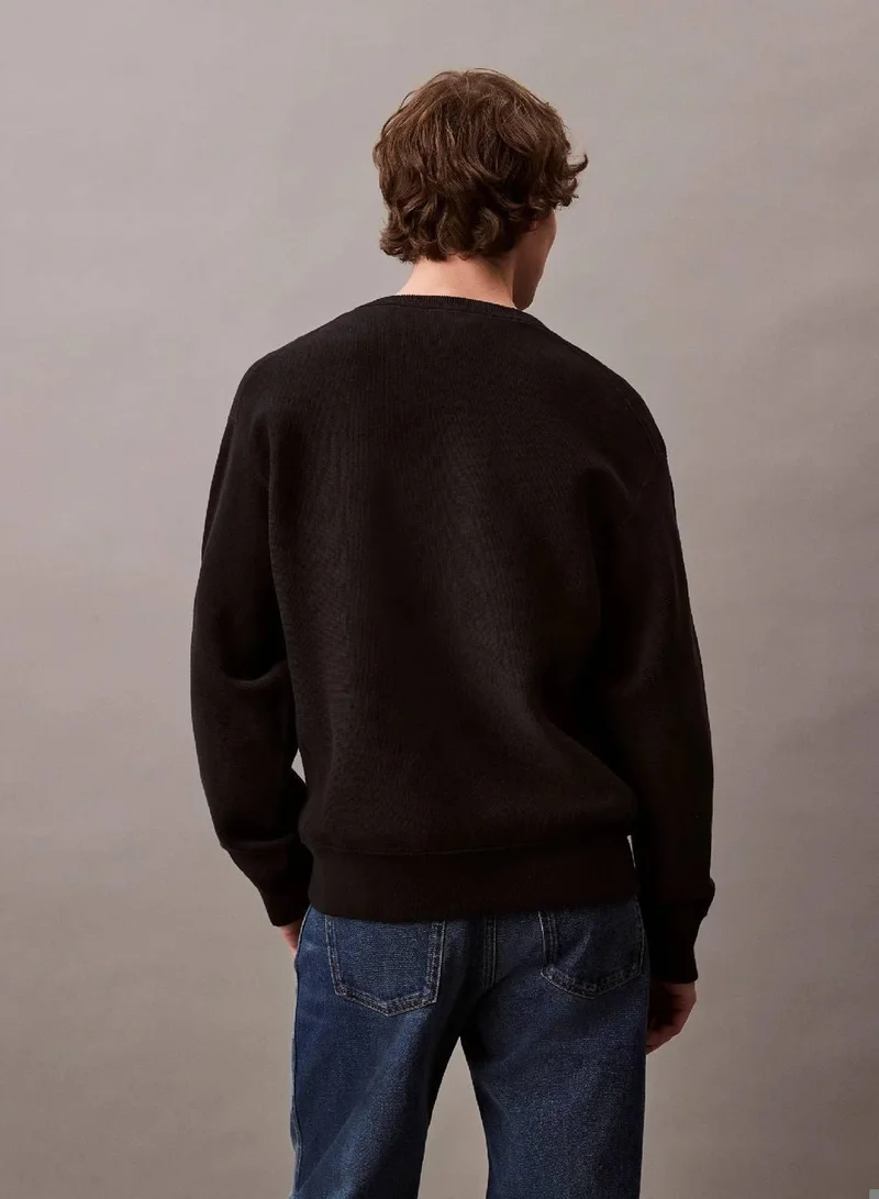 Calvin Klein Black Cotton Blend Relaxed Sweatshirt for Men | Best Price UAE