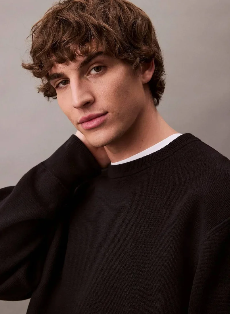 Calvin Klein Black Cotton Blend Relaxed Sweatshirt for Men | Best Price UAE