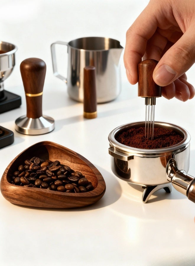 ZAFRA Espresso WDT Tool & Coffee Bean Weighing Tray, Professional Coffee Stirrer Needle and Dosing Dish Kit - Image 2
