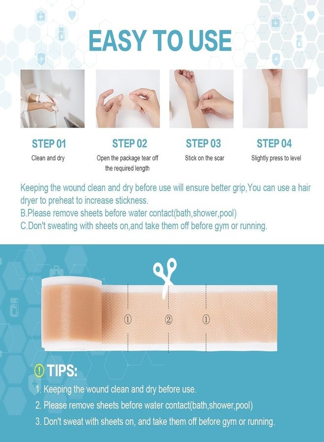 SAMTA ENTERPRISE Samta Silicone Scar Sheets (1.6”x60”Roll-1.5M), Silicone Scar Tape, Reusable Scar Removal Sheets for C-Section, Surgery, Burn, Keloid, Acne - Image 3