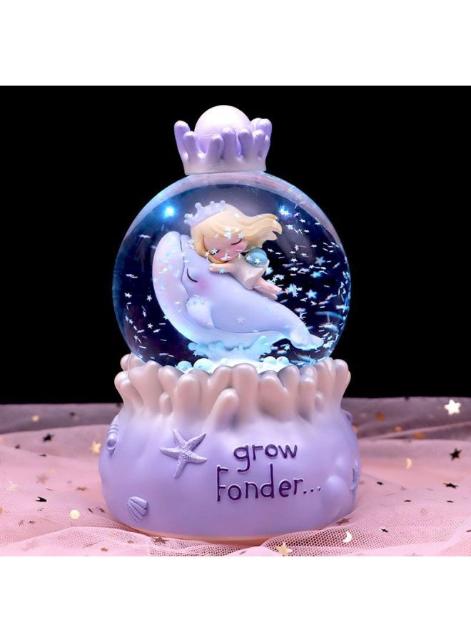 Mermaid Carriage Crystal Ball Music Box Rotating Hair Ocean Wind Room Ornaments Premium Gift For Tenth Birthday-Color:65d Medium Size B [hand-cranked Snow]-Size:Luxurious Packaging + Greeting Card + Handbag [written Greeting Card] - Image 1