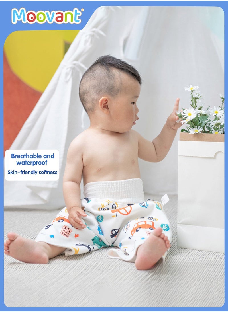 3PCS Toddler Baby Diaper Set, Baby Waterproof Diaper Skirt, Baby Nighttime Pure Cotton Breathable Leakproof Skirt, Washable and Reusable Bedwetting Training Pants, Suitable for 0-4 Years Old Children