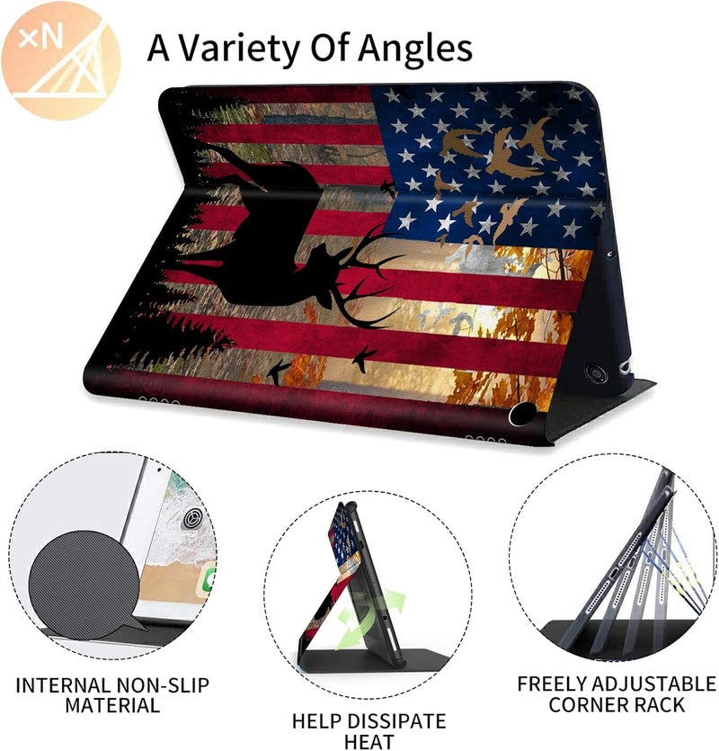 FUYOCWE for Fire HD 10 Case 2021,Fire HD 10 Plus Tablet Case (11th Generation, 2021 Release), Multi-Angle Slim Stand Smart Cover Cases for New Amazon Kindle Fire HD 10 10.1"-American Flag Forest Deer - Image 5