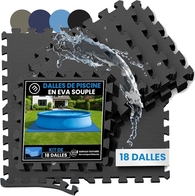 Pool Underlay Pool Mat Underlay Mat – 18 EVA Mats per Set: Floor Protection Mat Puzzle Mat Pool Tiles Pool Plates Floor Mat Floor Film Protective Floor Outdoor Pool Rug Whirlpool Paddling Pool
