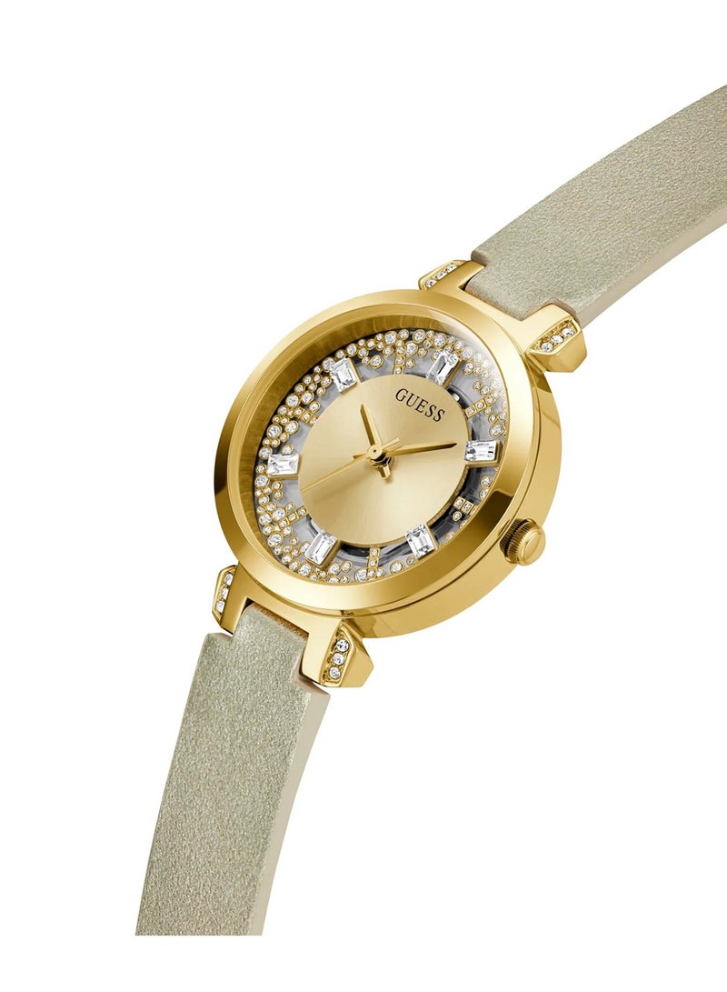 GUESS Women's Analog Quartz Gold Leather Strap Watch GW0535L4 - 38mm - Image 3