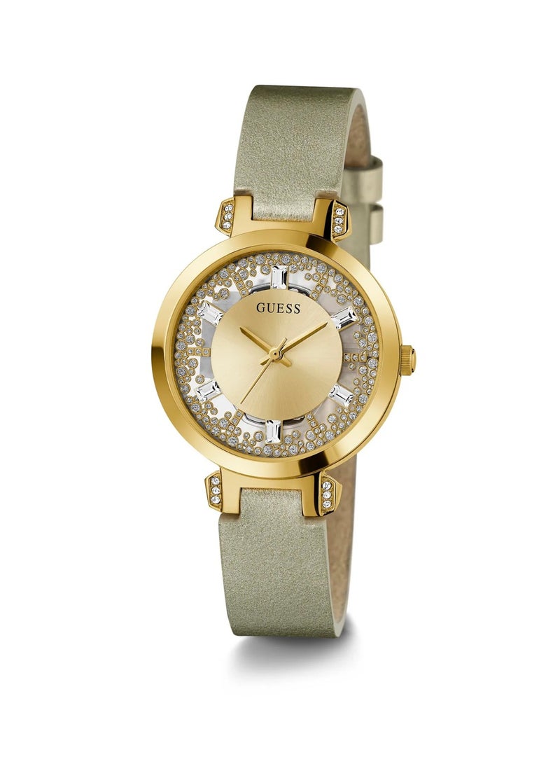 GUESS Women's Analog Quartz Gold Leather Strap Watch GW0535L4 - 38mm - Image 4