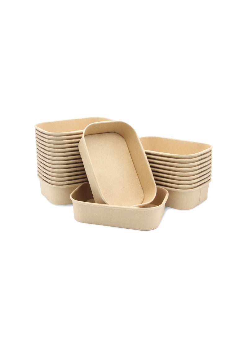 SOLARAE 25 PCS Kraft Paper Salad Boxes - Oil & Water Resistant Square Lunch Containers for Takeout, Meal Prep, Fitness Lunch, and Salads - Reusable Paper Food Boxes for Easy Takeaway. - Image 1