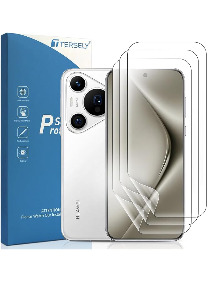 erorex 【3 Pack】 Screen Protector For Huawei P70 Pro, Support Fingerprint Unlock Full Cover Hydrogel Aqua Screen Protector Curved For Huawei P70 Pro  - Image 1