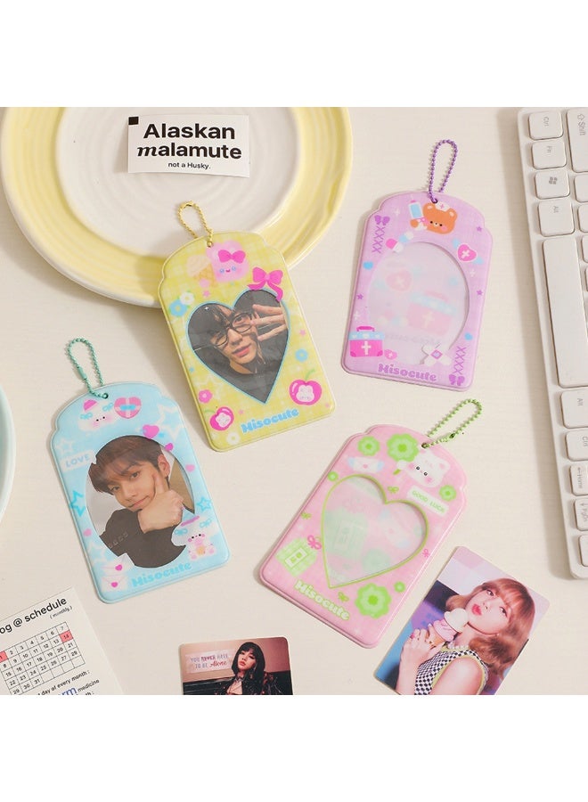 NIBEMINENT 1 - Piece Cartoon PVC Kpop Photo Card Holder Pendant Key Chain ID Badge Holder ID Card Holder Photo Card Protector for School ID Office ID Access Card for Women Girls - Image 2