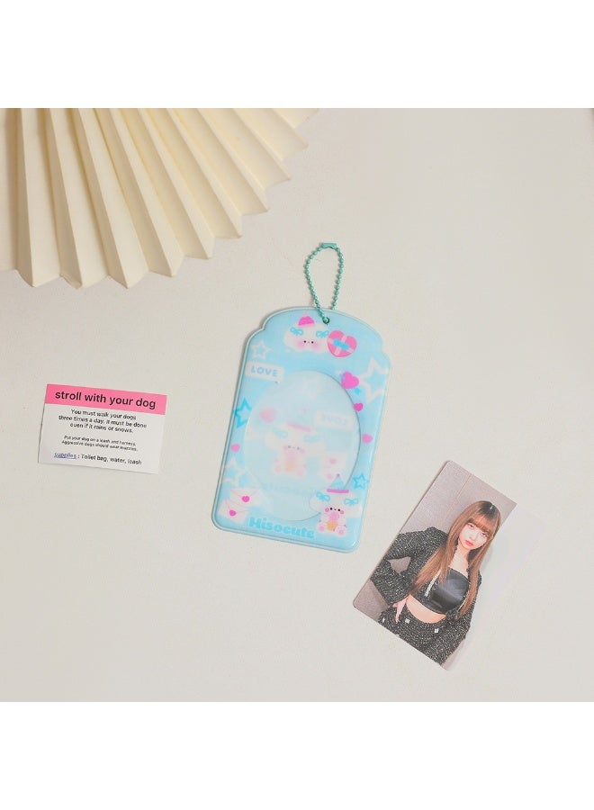 NIBEMINENT 1 - Piece Cartoon PVC Kpop Photo Card Holder Pendant Key Chain ID Badge Holder ID Card Holder Photo Card Protector for School ID Office ID Access Card for Women Girls - Image 1