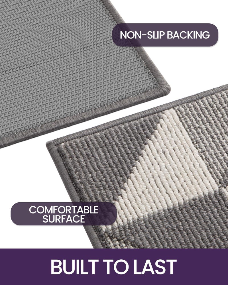 DEXI Front Door Mats for Entryway, Non Slip Washable Low-Profile Entry Doormat, Absorbent Resist Dirt Inside Floor Entrance Mat, Patio, 32x48, Grey/White - Image 4