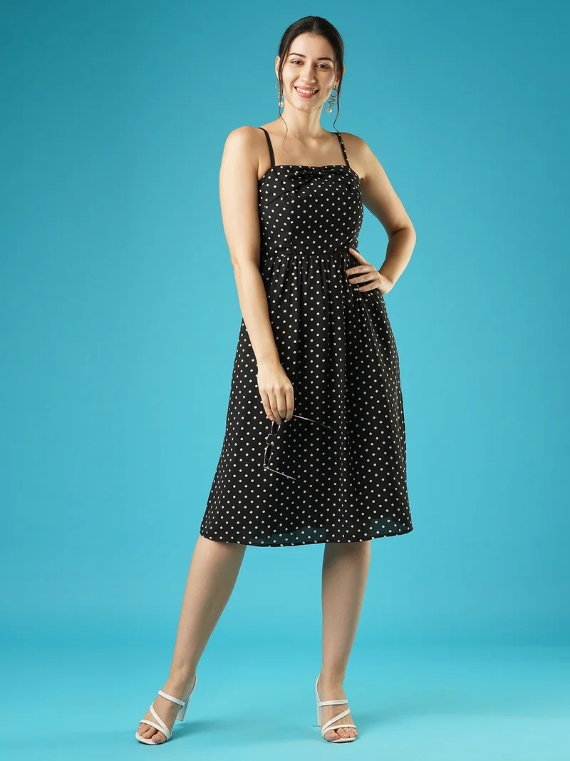 Women Polka Dot Print A-Line Dress