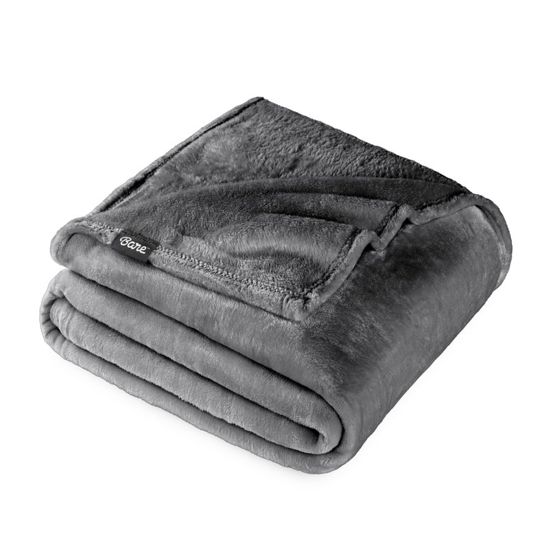 Bare Home Fleece Blanket - Twin/Twin Extra Long - Ultra-Soft Lightweight for Bed, Sofa, and Couch - Luxury Microplush - Cozy Warm Blanket (Twin/Twin XL, Grey) - Image 1