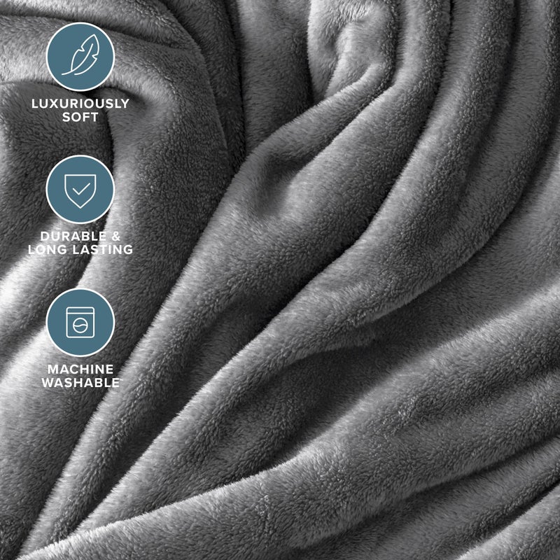 Bare Home Fleece Blanket - Twin/Twin Extra Long - Ultra-Soft Lightweight for Bed, Sofa, and Couch - Luxury Microplush - Cozy Warm Blanket (Twin/Twin XL, Grey) - Image 4