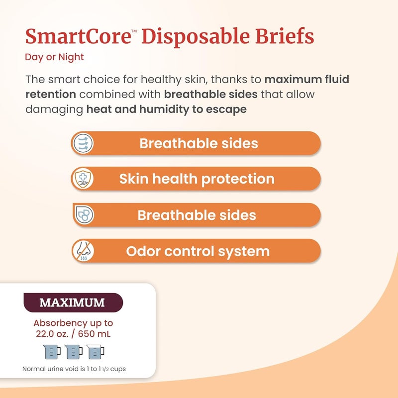 Tranquility SmartCore Adult Disposable Briefs Incontinence Control with Breathable Kufguard Technology Fastening Tabs Wetness Indicator LatexFree Adult Large 34oz Capacity 12ct Bag - Image 2