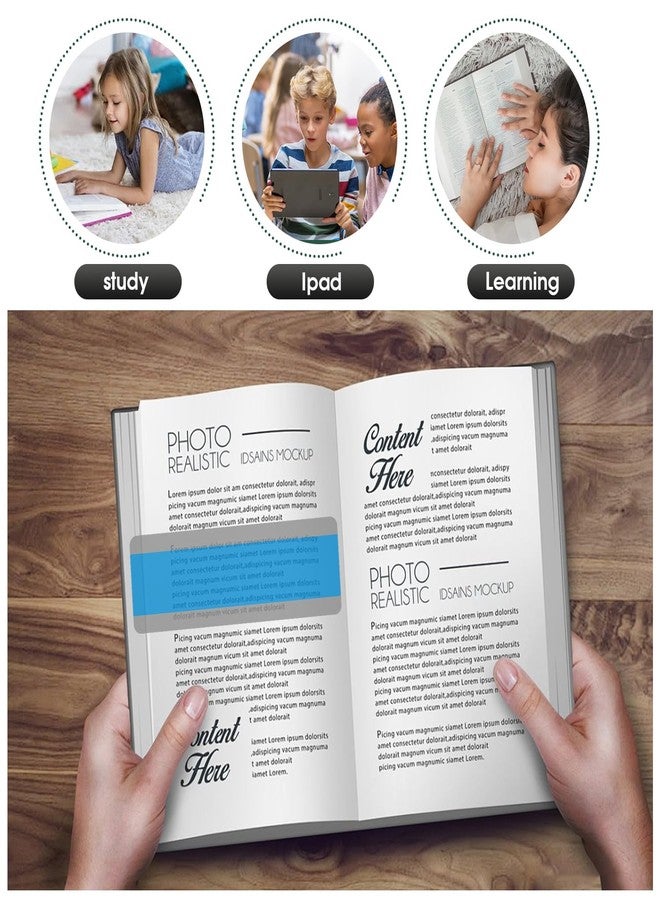 Winfox 8 Piece Blue Guided Reading Highlight Strips,Colored Overlay Bookmarks for Dyslexia, Visual Tracking, and Focus,Small Paragraph Size Rulers for Kids and Teachers - Image 5