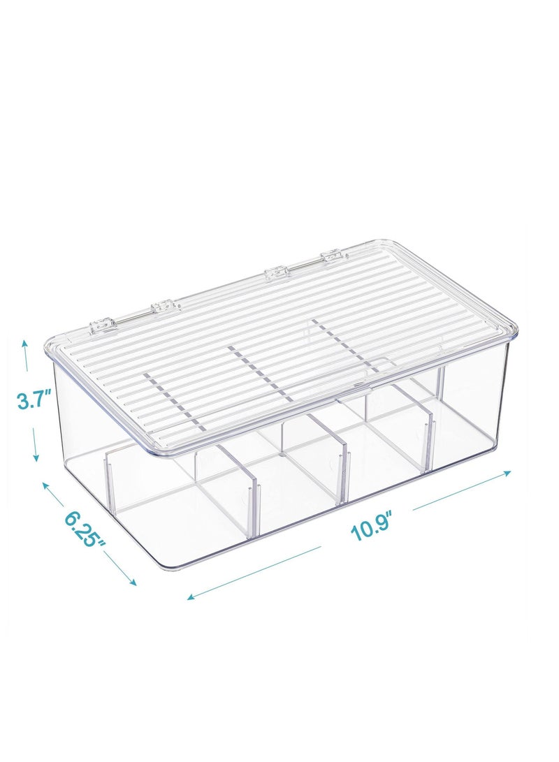 Y&D 2 Pack Stackable Tea Bag Organizer, Plastic Storage Box for Kitchen Pantry Cabinets and Countertops, Holder Bags, Coffee, Sugar Packets, Small Packets  - Image 2
