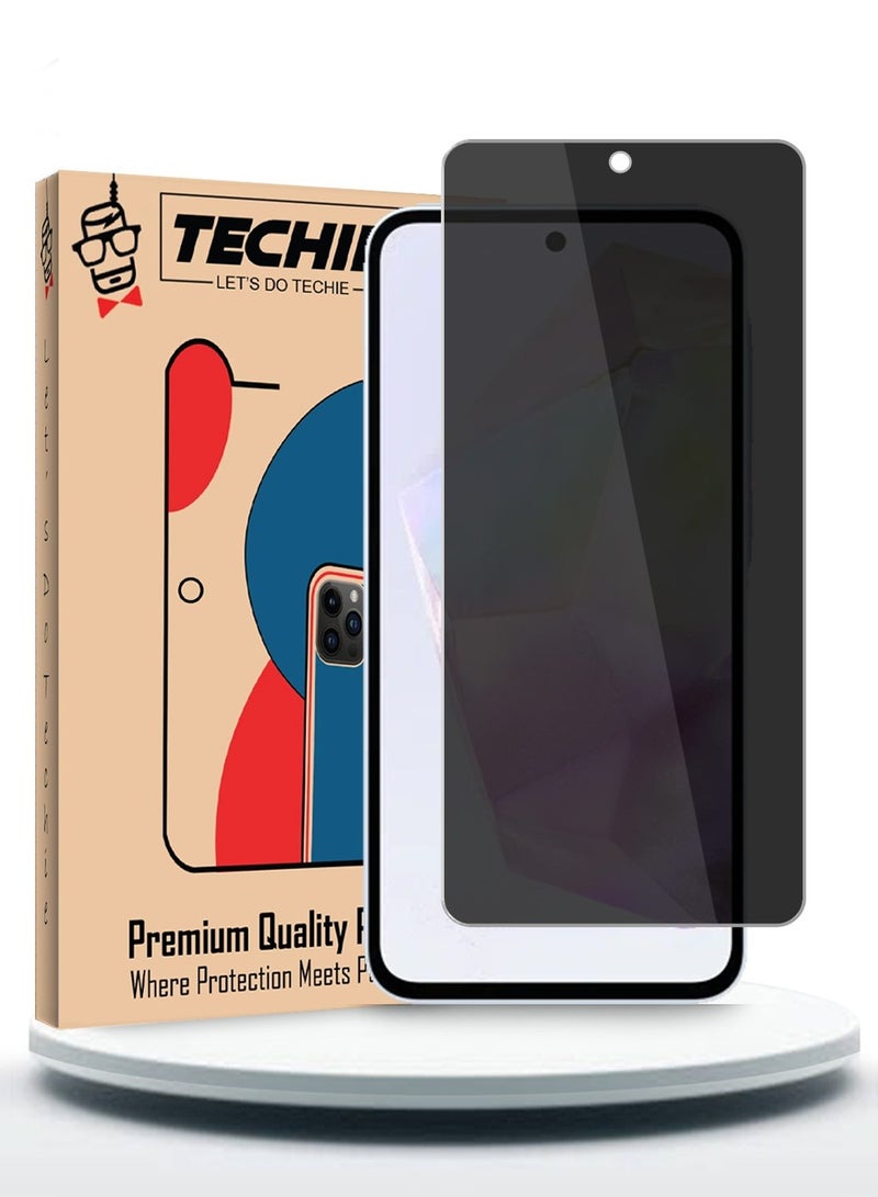 Techie HD Privacy Tempered Glass Screen Protector for Samsung Galaxy A36 2025 - Anti Bubbles 9H Hardness 0.33 mm Rounded Edges Easy Installation - Image 1