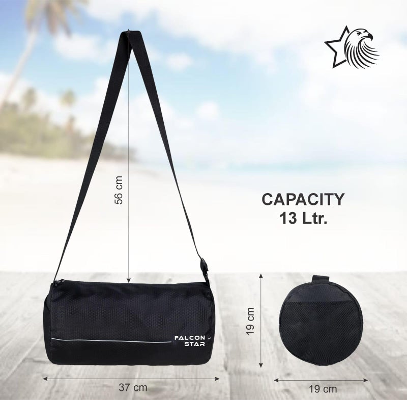FALCONSTAR Duffle Polyester Bag for Men & Women | Adjustable Shoulder Strap | Multipurpose Gym & Travel Bag | Spacious Sports Kit & Carry Bag | Black - Image 3