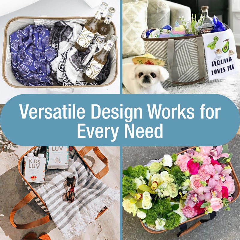 CleverMade Collapsible LUXE Tote - Gray Black 1 Pack 30L / 8Gal - Reusable Utility Grocery Shopping Storage Bag Organizer w/ Handles Reinforced Bottom - Image 3