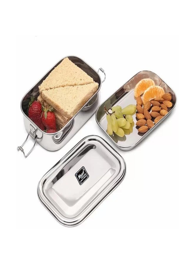 Next Future Stainless Steel Tiffin Box for Kids | Stainless Steel Lunch Box for Kids & Office | Steel Seperator Plate & Locking Clip | Kids Friendly Lid (Small), 450 ml - Image 1