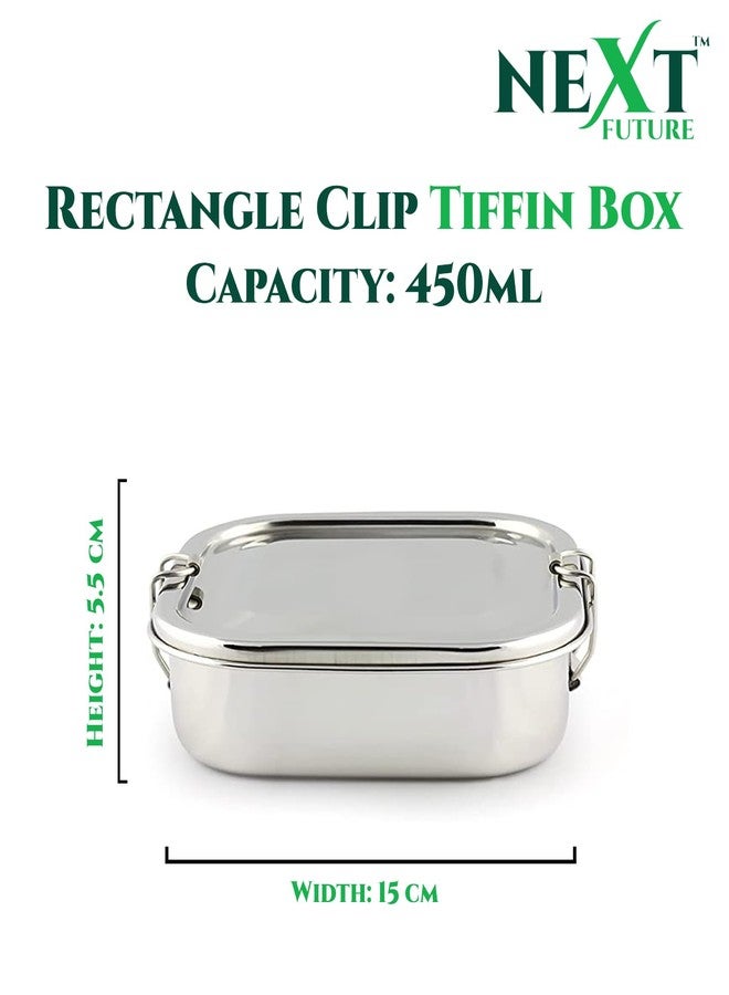 Next Future Stainless Steel Tiffin Box for Kids | Stainless Steel Lunch Box for Kids & Office | Steel Seperator Plate & Locking Clip | Kids Friendly Lid (Small), 450 ml - Image 2