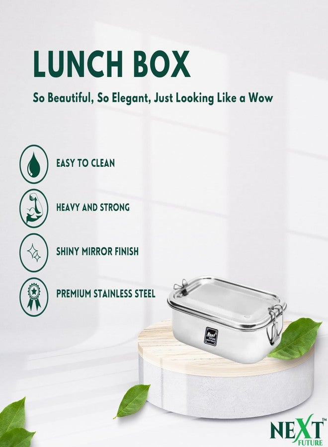 Next Future Stainless Steel Tiffin Box for Kids | Stainless Steel Lunch Box for Kids & Office | Steel Seperator Plate & Locking Clip | Kids Friendly Lid (Small), 450 ml - Image 4