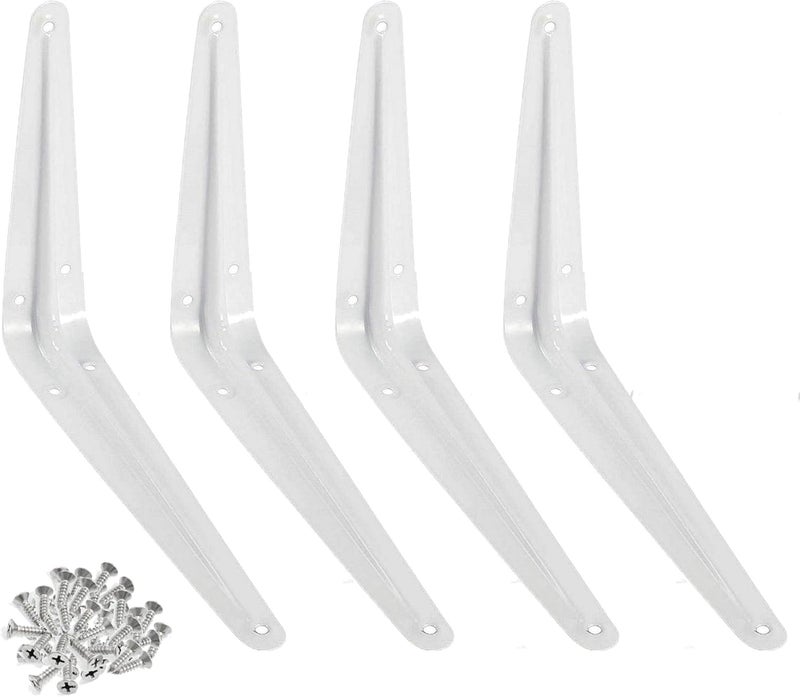 MAX-EMA GLOBAL حامل رفوف حائط أبيض MAX-EMA، حامل زاوية L ثقيل، دعم 4 قطع - 5" × 6"، حوامل معدنية زخرفية لتعليق الرفوف العائمة مع براغي - Image 1