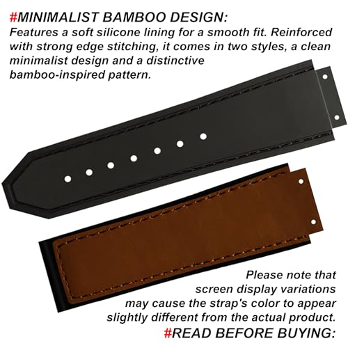 DBLACK ''HLS-OPN1'' 25mm Leather Watch Strap, Minimalist-Bamboo Design Watch Band, No Tools Included // Designed, Compatible for HUBLOT Watches, Watch Belt (Choose Your Color) (Brown) - Image 4
