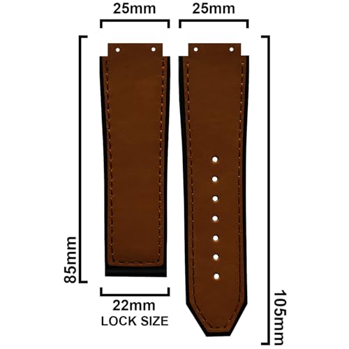 DBLACK ''HLS-OPN1'' 25mm Leather Watch Strap, Minimalist-Bamboo Design Watch Band, No Tools Included // Designed, Compatible for HUBLOT Watches, Watch Belt (Choose Your Color) (Brown) - Image 2