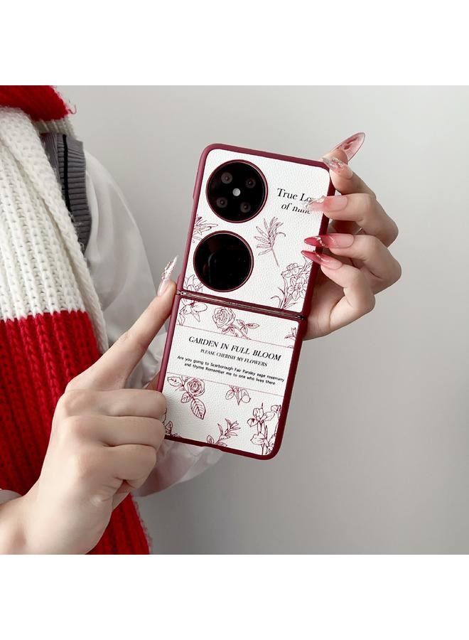 Zaboon Case For Huawei P50 Pocket Sketch Flower Pattern Phone Case - Image 4