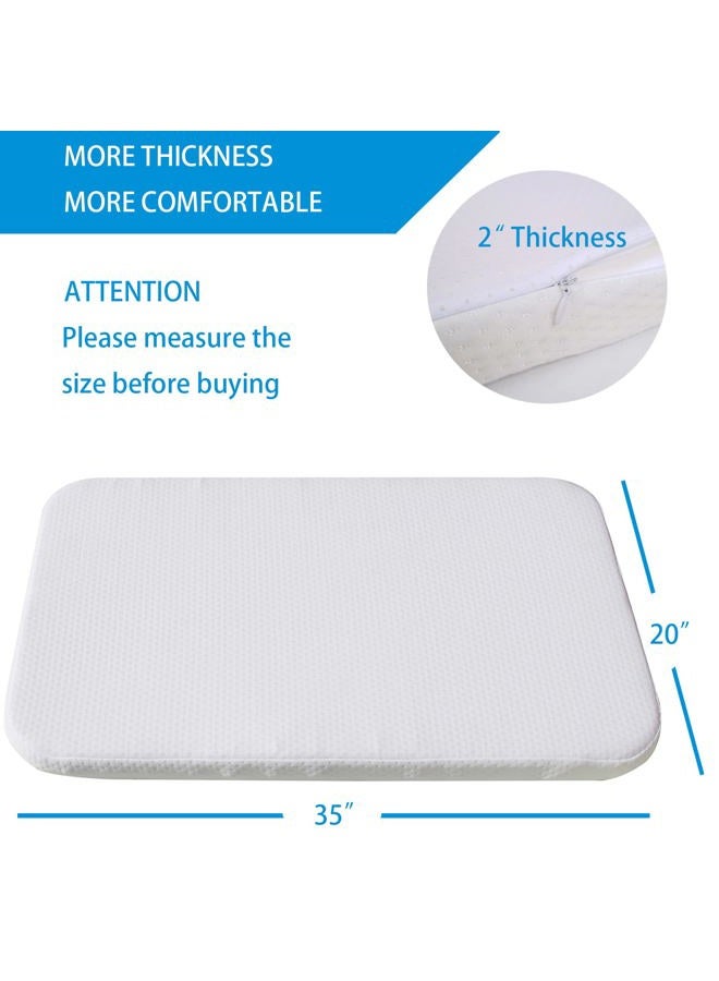 Mecc ecoh Baby Bassinet Mattress, 100% Breathable Cover, Water-Resistant Lining Rectangle 35x20x2 Fit for Dream On Me Skylar/AirClub/ANGELBLISS/Bold/Ezebaby/HARPPA/Larex/Li'l Pengyu/Make - Image 2