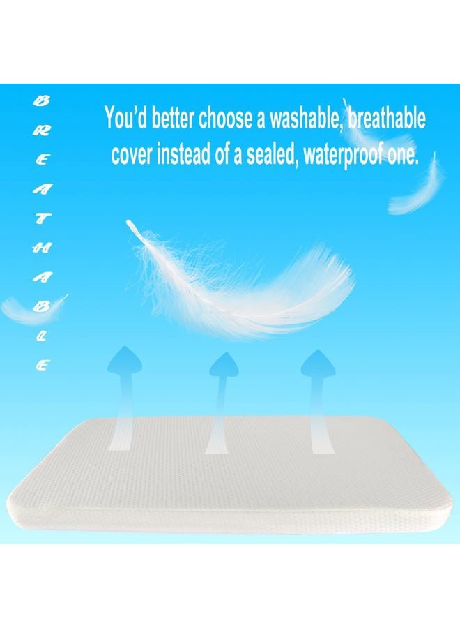 Mecc ecoh Baby Bassinet Mattress, 100% Breathable Cover, Water-Resistant Lining Rectangle 35x20x2 Fit for Dream On Me Skylar/AirClub/ANGELBLISS/Bold/Ezebaby/HARPPA/Larex/Li'l Pengyu/Make - Image 3