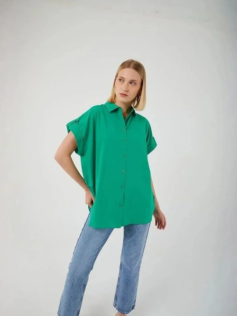 MixRay Mixray Short Sleeve Oversize Poplin Buttoned Shirt