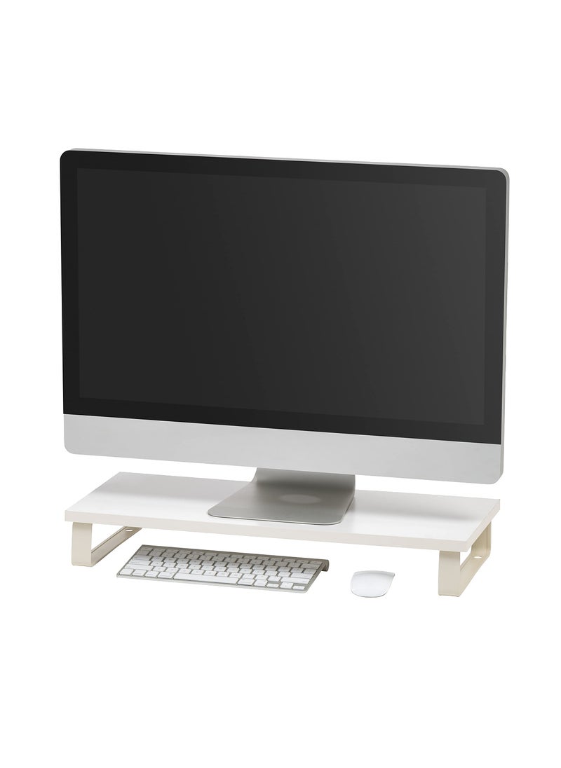 IRIS IRIS USA 1Tier MultiPurpose Modern PC Monitor Organizer Stand with Metal Legs Ergonomic Desktop and Countertop Riser for Computer Laptop TV Kitchen Pantry and Closet Organization White 