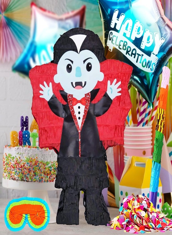 بنياتا بيناتا مصاص الدماء للهالوين، مثالية لاحتفالات الهالوين، وحفلات شهر أكتوبر، وألعاب أعياد ميلاد الأطفال، تتضمن عصا باستر، وعصابة للعينين، وورق قصاصات ورقية، وبالونين. - Image 3