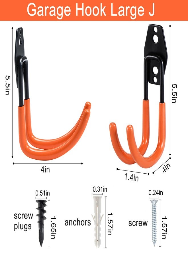AOBEN Garage Hooks Heavy Duty, Steel Garage Storage Hooks, Utility Tool Hangers and Combinable Wall Mount for Organizing Ladders, Bikes, Hoses, and More Equipment (Large J, 4 Pack) - Image 2
