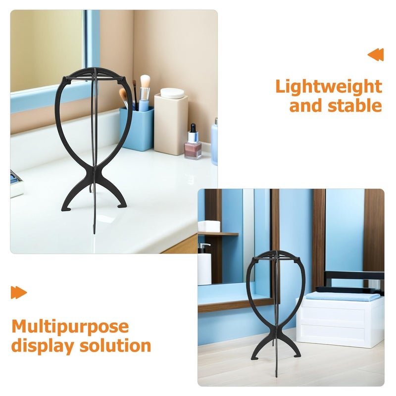 Black Wig Stand Set Of 10 With Ventilation Holder For Salon Stylists - Image 4