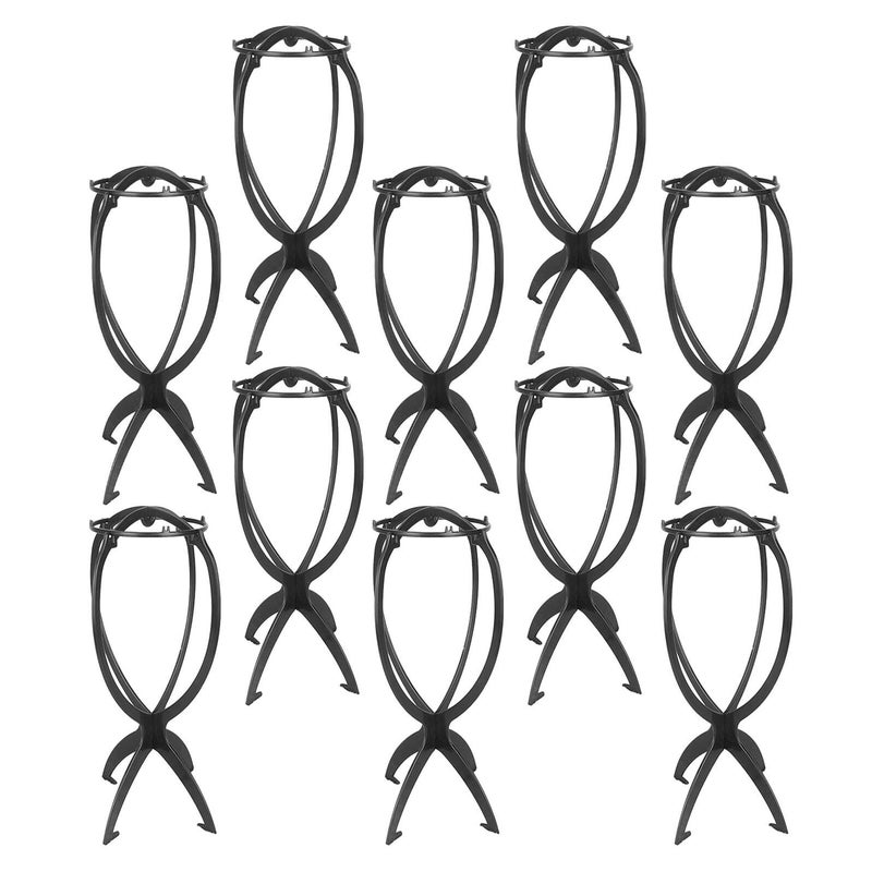 Black Wig Stand Set Of 10 With Ventilation Holder For Salon Stylists - Image 2