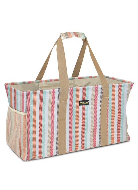 BALEINE Extra Large Utility Tote Bag with Wire Frame for Storage Color Stripe 22x12x10