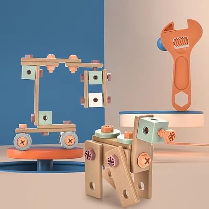 KIDS TOOL SET TOYS, 144 PCS TODDLER TOOL BOX, EDUCATIONAL CONSTRUCTION GAMES, PRETEND PLAY KIT WITH ELECTRIC DRILL HAMMER, TOY TOOLS GIFT FOR GIRLS BOYS AND KID OVER 3 YEARS OLD (144 PCS) - Image 5