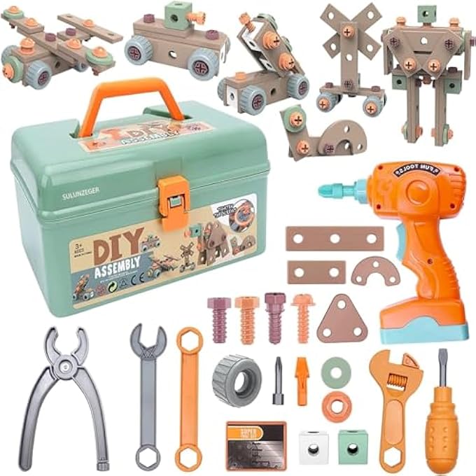 KIDS TOOL SET TOYS, 144 PCS TODDLER TOOL BOX, EDUCATIONAL CONSTRUCTION GAMES, PRETEND PLAY KIT WITH ELECTRIC DRILL HAMMER, TOY TOOLS GIFT FOR GIRLS BOYS AND KID OVER 3 YEARS OLD (144 PCS) - Image 1