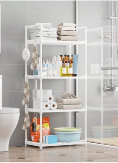 BestStore 4-Tier Storage Shelf Organizer for Kitchen Bathroom Shelves Garage Home Pantry Closet Office.White Multi Rack Stand Units with Hooks and Handle for Jar and Bottles  - Image 4