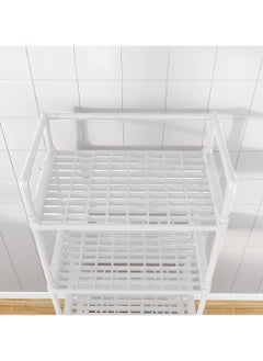BestStore 4-Tier Storage Shelf Organizer for Kitchen Bathroom Shelves Garage Home Pantry Closet Office.White Multi Rack Stand Units with Hooks and Handle for Jar and Bottles  - Image 5