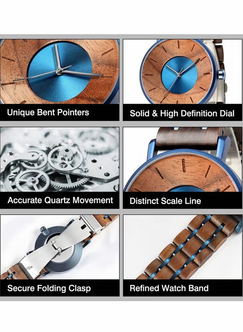 عام رجل ساعة خشبيّة 42mm مستديرة ضوء ساعة يد خشبيّة - Image 5