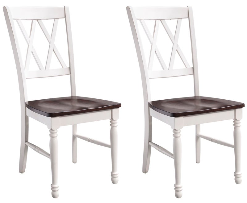 Crosley Furniture Shelby Traditional Wood XBack Dining Room Chairs Set of 2 Kitchen Chair Distressed White