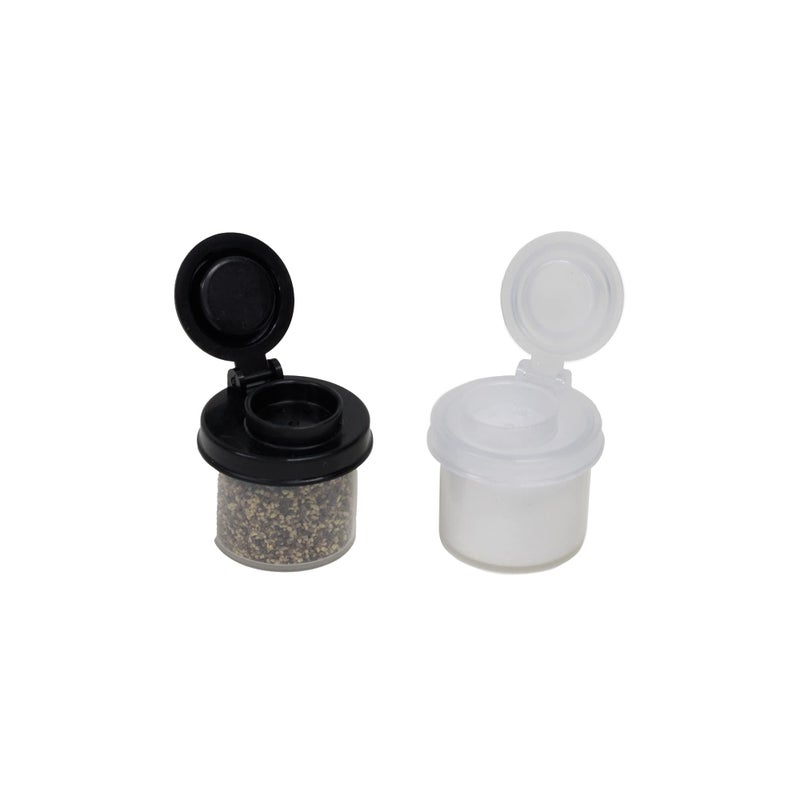 BRAZZA Salt and Pepper Shakers Moisture Proof Set Perfect to go Camping Picnic Outdoors Kitchen Lunch Boxes Travel Spice Set Clear
