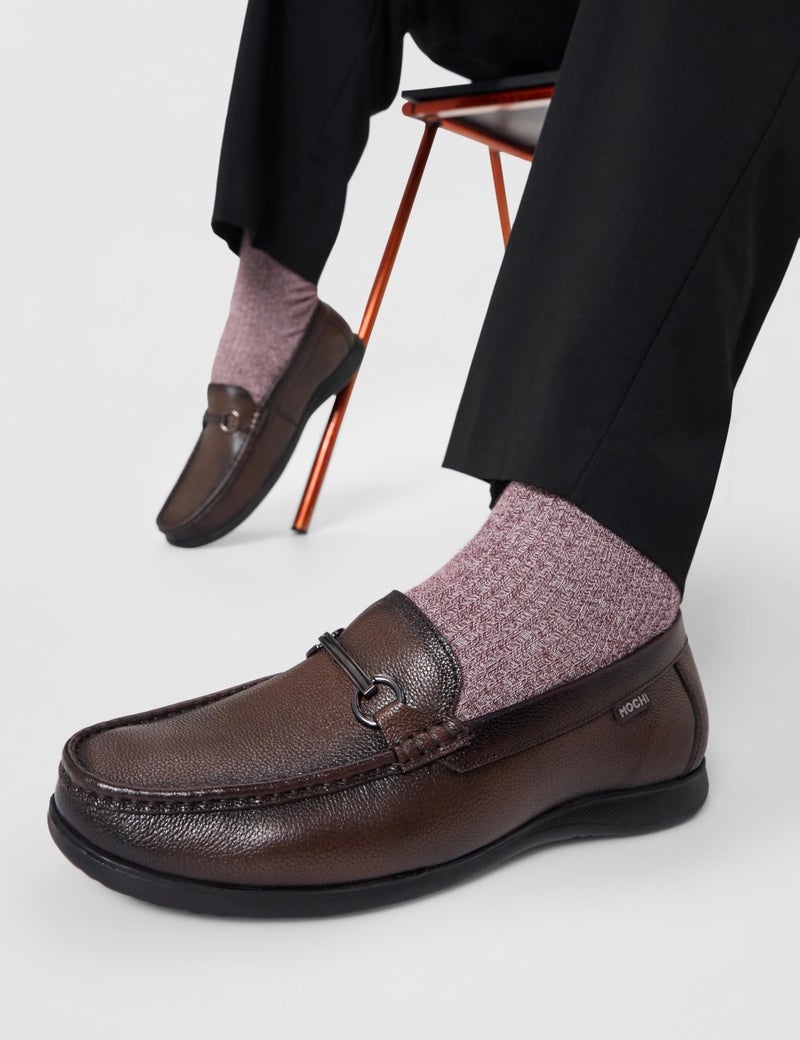 Mochi Men Brown Faux Leather Casual Loafer Shoes UK/7 EU/41 (19-437) - Image 2