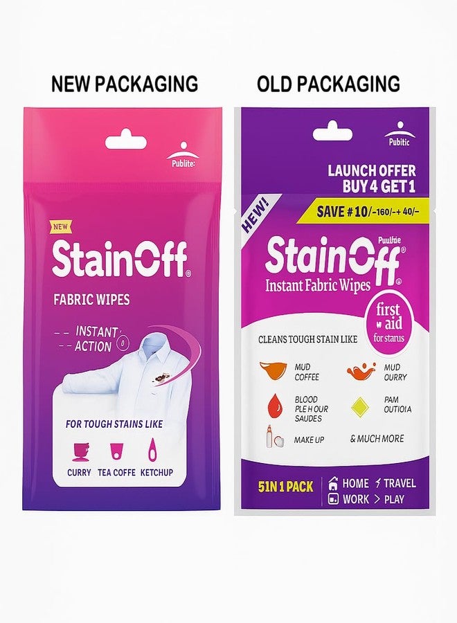 Pidilite StainOff Stain Remover Wipes For Tough Stains like Tea, Curry, Mud Stains, Helps Remove Stains from White and Coloured Clothes, Fabric (Pack of 6) - Image 2