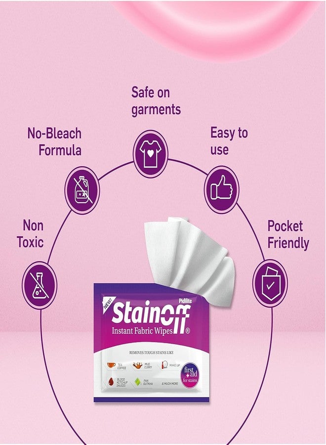 Pidilite StainOff Stain Remover Wipes For Tough Stains like Tea, Curry, Mud Stains, Helps Remove Stains from White and Coloured Clothes, Fabric (Pack of 6) - Image 4